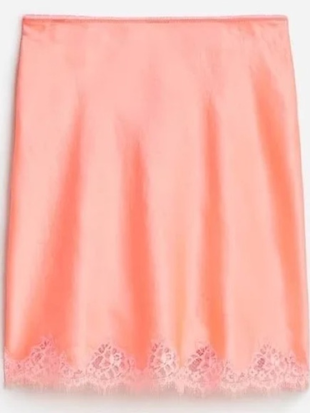 J. Crew Coral Satin A-Line Skirt with Lace Hem